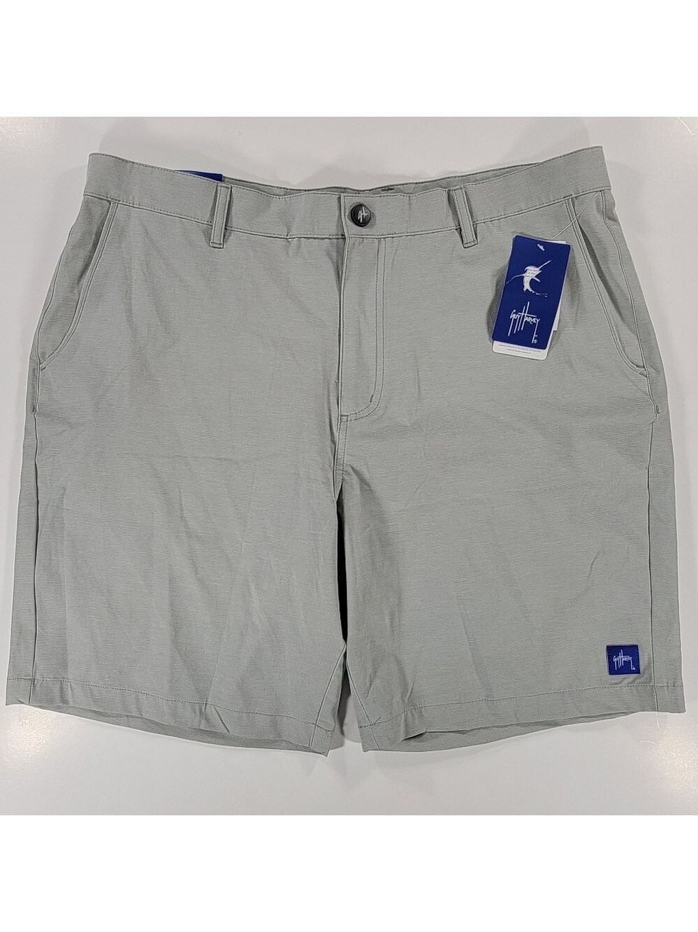 NEW Guy Harvey Mens 38Hybrid Performance Shorts Light Gray Chino Stretch NWT 9"